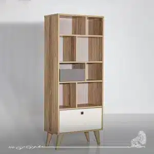 مكتبة مودرن 70سم - أبيض×خشبي RA019