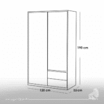 ⁦دولاب مودرن 120 سم - أبيض×بني RA056⁩ - الصورة ⁦3⁩