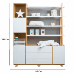 ⁦مكتبة مودرن 160سم - أبيض×بيج RA-MK10⁩ - الصورة ⁦2⁩