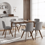 ⁦ترابيزة سفرة مودرن + 6 كراسي – بني×رمادي RA-DR28⁩ - الصورة ⁦2⁩