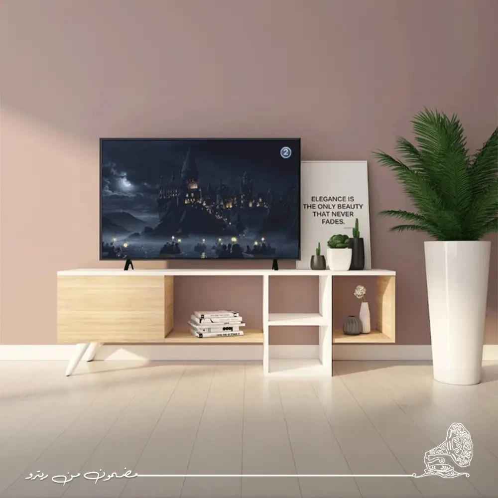 ترابيزة تلفزيون 120سم – بيج×أبيض RA-U33 -01 ترابيزة تلفزيون 120سم – بيج×أبيض RA-U33 - الصورة 1